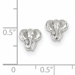 14K White Gold Elephant Button Earrings, 7mm x 8mm, Rhodium Plated