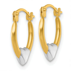 14k with White Rhodium Polished Heart Hoop Earrings