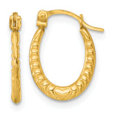 14k Polished Heart Scalloped Oval Hollow Hoop Earrings