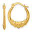 14k Polished Brushed and Diamond-cut Heart Scalloped Hollow Hoop Earrings