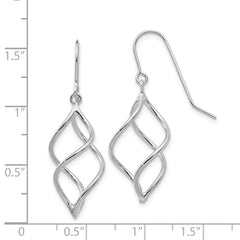 14k White Gold Polished Short Twisted Dangle Earrings