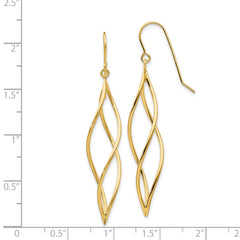 14k Polished Long Twisted Dangle Earrings