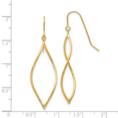 14k Polished Twisted Oblong Dangle Earrings