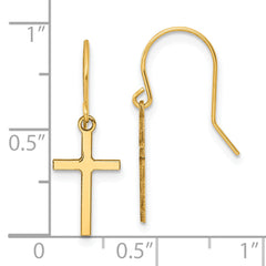 14k Dangle Cross Shepherd Hook Earrings