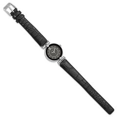 Ladies Chisel Black Dial Black Leather Watch