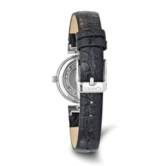 Ladies Chisel Black Dial Black Leather Watch