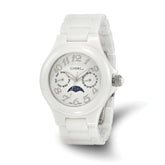 Ladies Chisel White Ceramic White Dial Watch