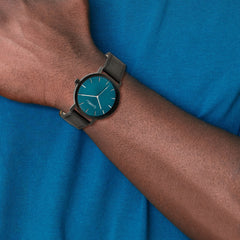 Chisel Matte Black IP-plated Blue Dial Watch