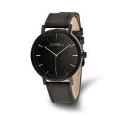 Chisel Matte Black IP-plated Black Dial Black Leather Band with Quick Release Watch