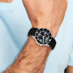 Mens Chisel 44mm Black Silicone Strap Watch