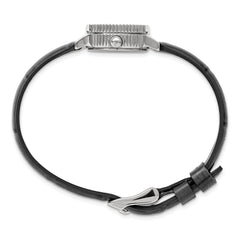 Ladies Chisel Stainless Steel Black Leather Strap Watch