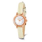 Ladies Chisel Stainless Steel Rose IP-plated White Leather Strap Watch