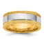 14k Two-Tone Y/W 7mm Milgrain Wedding Band Size 13.5