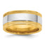 14k Two-Tone Yellow and White 8mm Milgrain Wedding Band