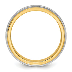 14k Two-Tone Y/W 7mm Double Banded Wedding Band Size 13.5
