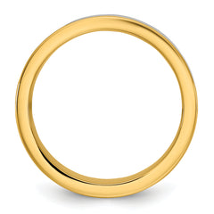 14k Two-Tone Y/W 6mm Step Up Beveled Wedding Band Size 13.5