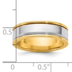 14k Two-Tone Y/W 6mm Step Up Beveled Wedding Band Size 13.5