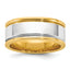 14k Two-Tone Yellow and White 8mm Step Up Beveled Wedding Band