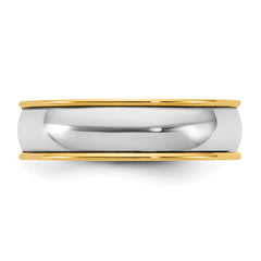 14k Two-Tone Y/W 6mm Half Round Wedding Band Size 13.5