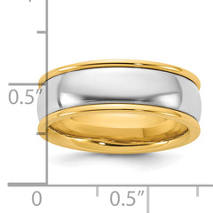14k Two-Tone Y/W 7mm Half Round Wedding Band Size 13.5