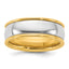 14k Two-Tone Yellow and White 7mm Half Round Wedding Band
