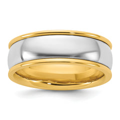14k Two-Tone Y/W 7mm Half Round Wedding Band Size 13.5