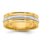 14k Two-Tone Y/W 6mm Single Banded Wedding Band Size 13.5