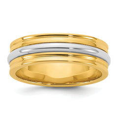 14k Two-Tone Y/W 6mm Single Banded Wedding Band Size 13.5