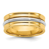 14k Two-Tone Y/W 7mm Single Banded Wedding Band Size 13.5