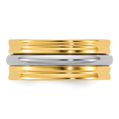 14k Two-Tone Y/W 8mm Single Banded Wedding Band Size 13.5