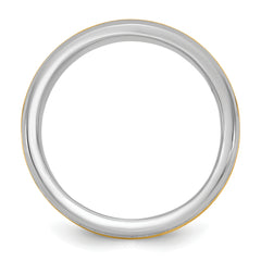 14k Two-Tone W/Y 6mm Beveled Edge Wedding Band Size 9.5