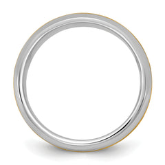 14k Two-Tone W/Y 7mm Beveled Edge Wedding Band Size 9.5