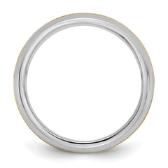 14k Two-Tone W/Y 8mm Beveled Edge Wedding Band Size 9.5