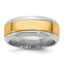 14k Two-Tone White and Yellow Gold 8mm Beveled Edge Wedding Band