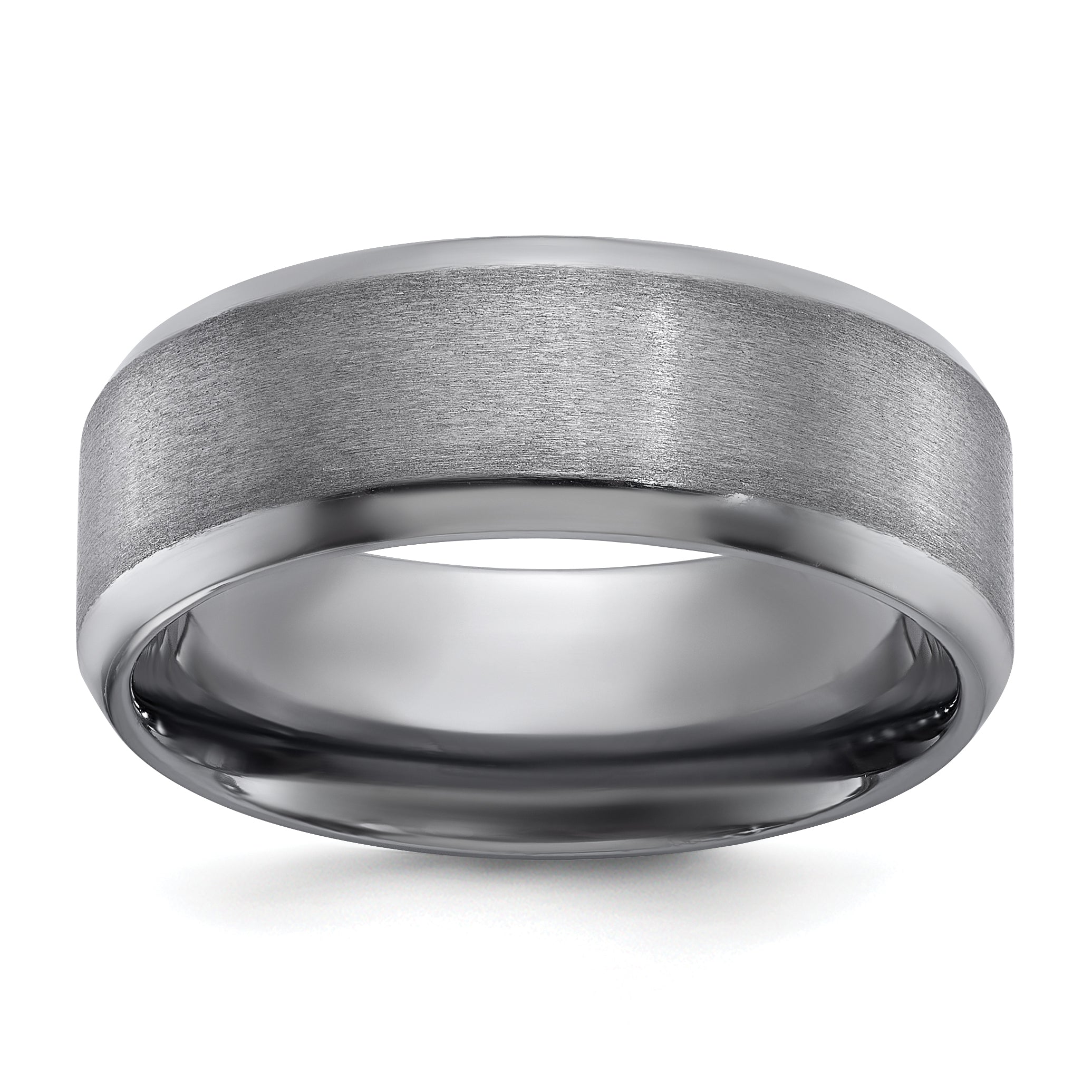 Chisel Tantalum Brushed and Polished 8mm Beveled Edge Band