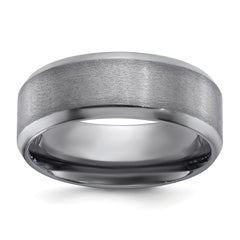 Chisel Tantalum Brushed and Polished 8mm Beveled Edge Band