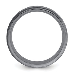 Chisel Tantalum Brushed and Polished Hammered Center 8mm Beveled Edge Band