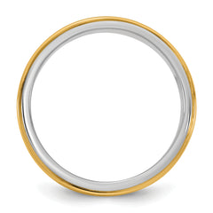 14k Two-Tone W/Y 6mm Step Edge Wedding Band Size 9.5