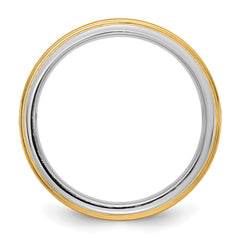 14k Two-Tone W/Y 8mm Step Edge Wedding Band Size 9.5