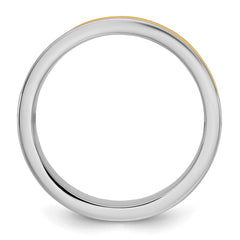 14k Two-Tone W/Y 6mm Step Up Beveled Wedding Band Size 9.5