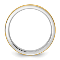 14k Two-Tone W/Y 7mm Step Up Beveled Wedding Band Size 9.5