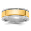 14k Two-Tone W/Y 7mm Step Up Beveled Wedding Band Size 9.5