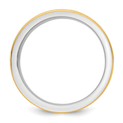 14k Two-Tone W/Y 8mm Step Up Beveled Wedding Band Size 9.5