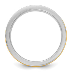 14k Two-Tone W/Y 6mm Half Round Wedding Band Size 9.5