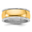 14k Two-Tone W/Y 8mm Half Round Wedding Band Size 9.5