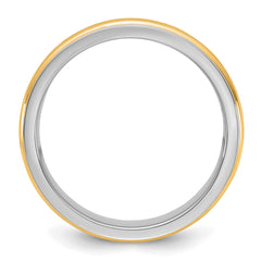 14k Two-Tone W/Y 7mm Single Banded Wedding Band Size 9.5