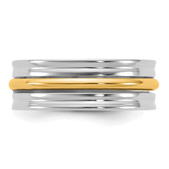 14k Two-Tone W/Y 7mm Single Banded Wedding Band Size 9.5