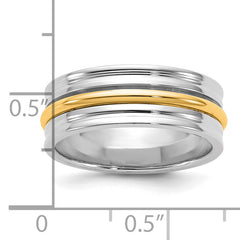 14k Two-Tone W/Y 7mm Single Banded Wedding Band Size 9.5