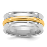 14k Two-Tone W/Y 8mm Single Banded Wedding Band Size 9.5