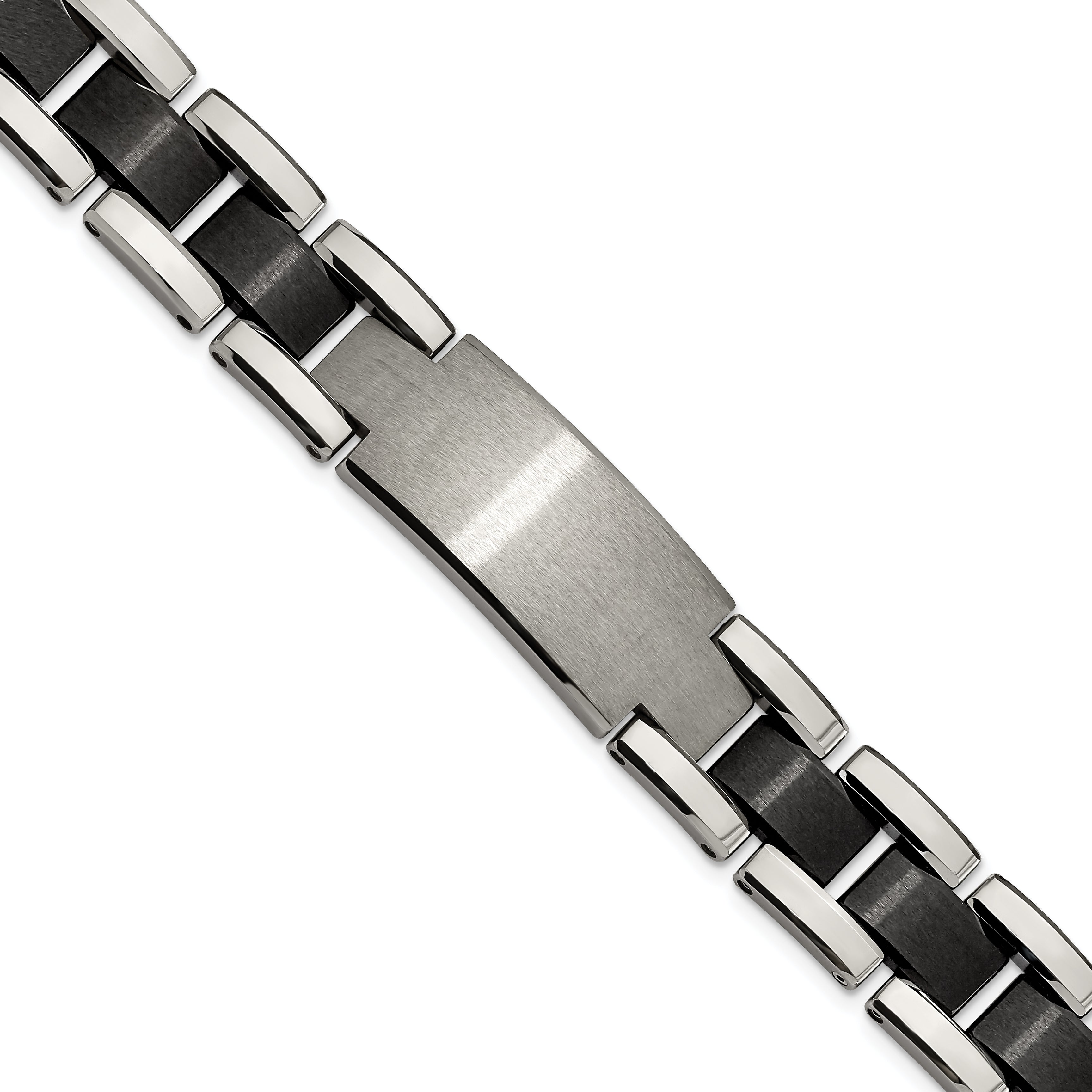 Chisel Tungsten Brushed and Polished Black IP-plated 8.5 inch Bracelet